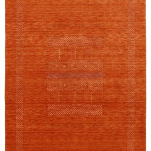 Orange And White Modern Design Hand Loomed Wool Area Rug