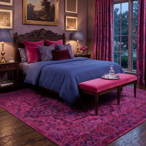 Overdyed Pink Traditional Floral Design Hand Tufted  Wool Area Rug