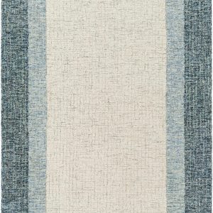 Padada Green Bordered Cream Wool Rug