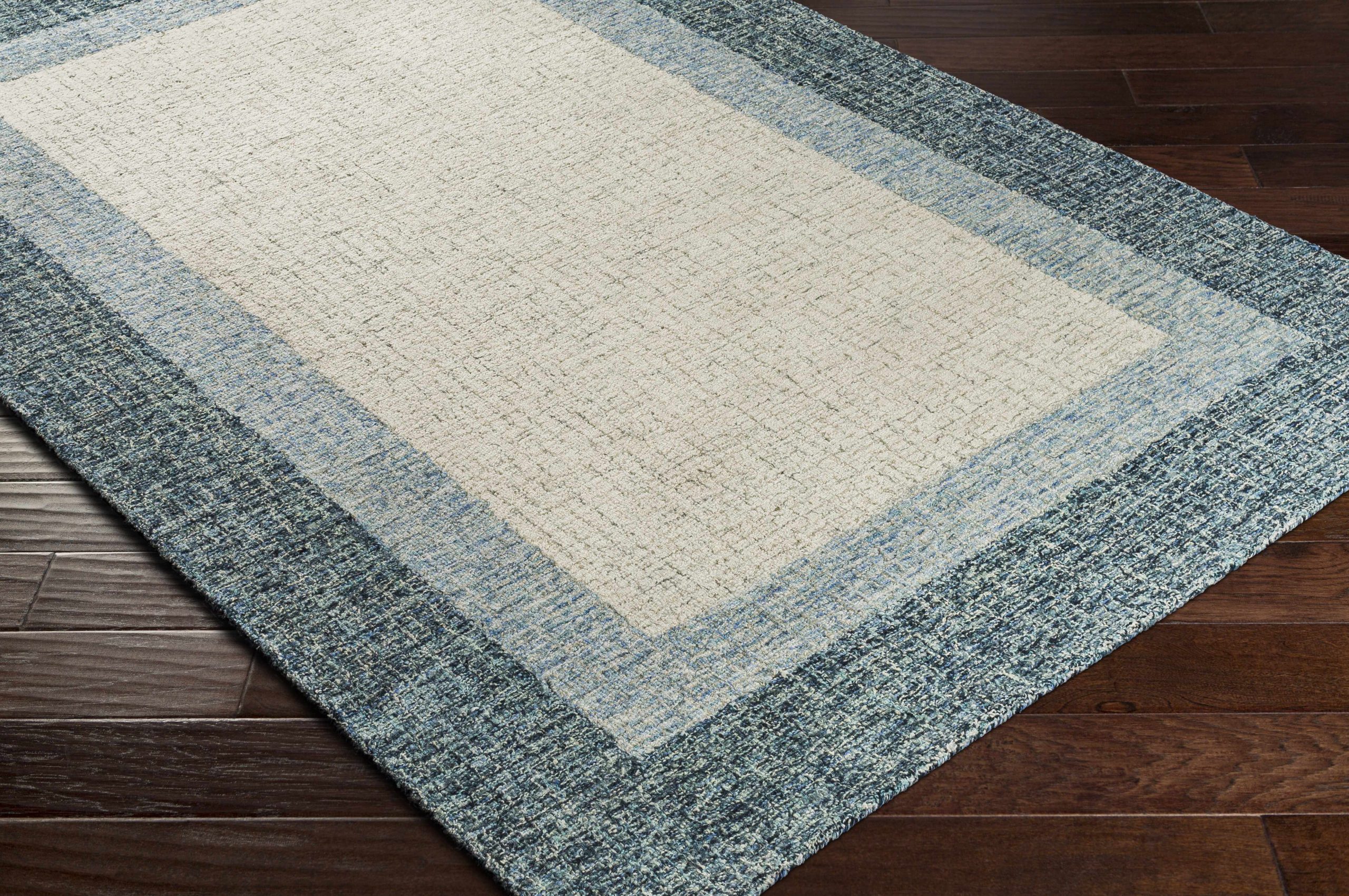 Padada Green Bordered Cream Wool Rug - Image 12