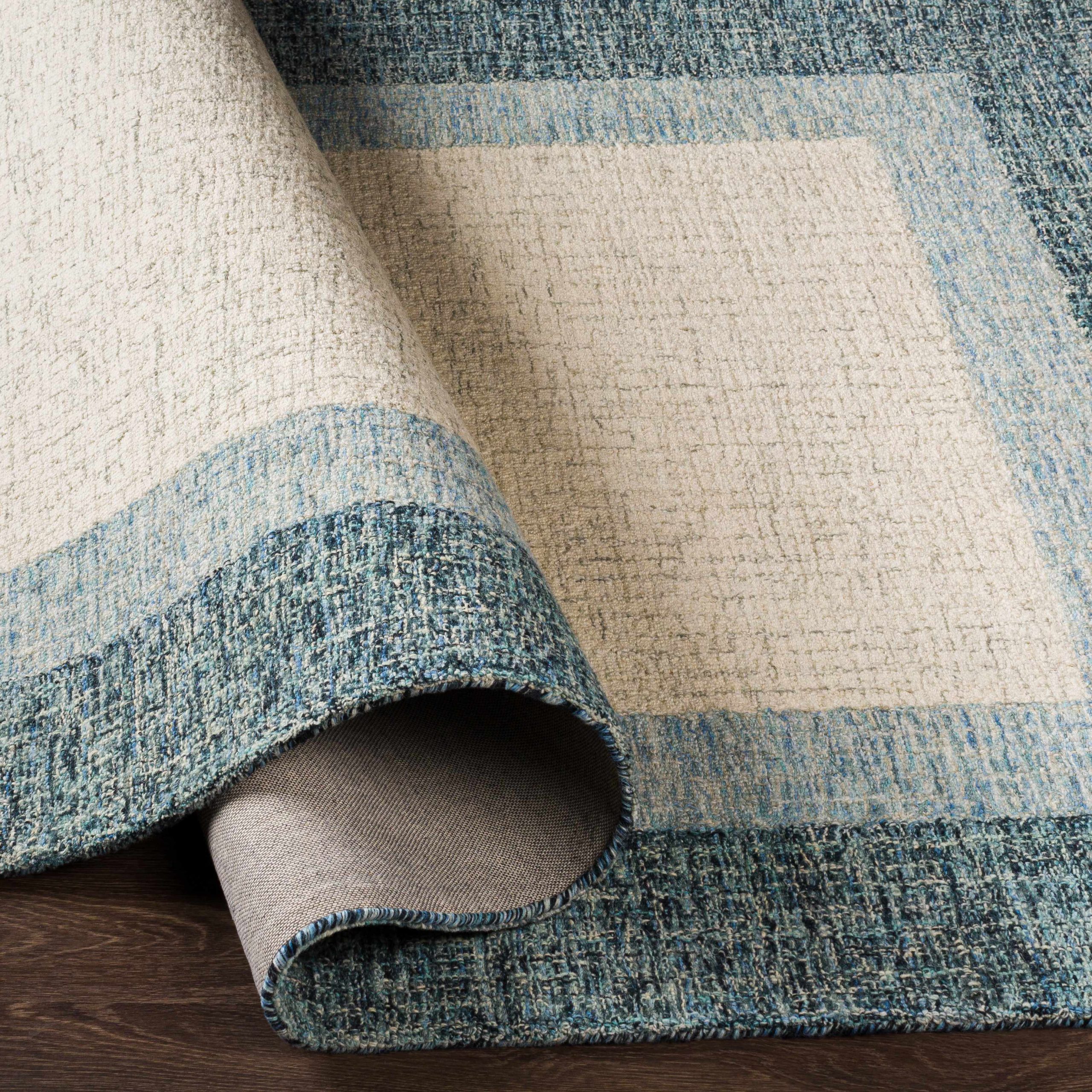 Padada Green Bordered Cream Wool Rug - Image 11