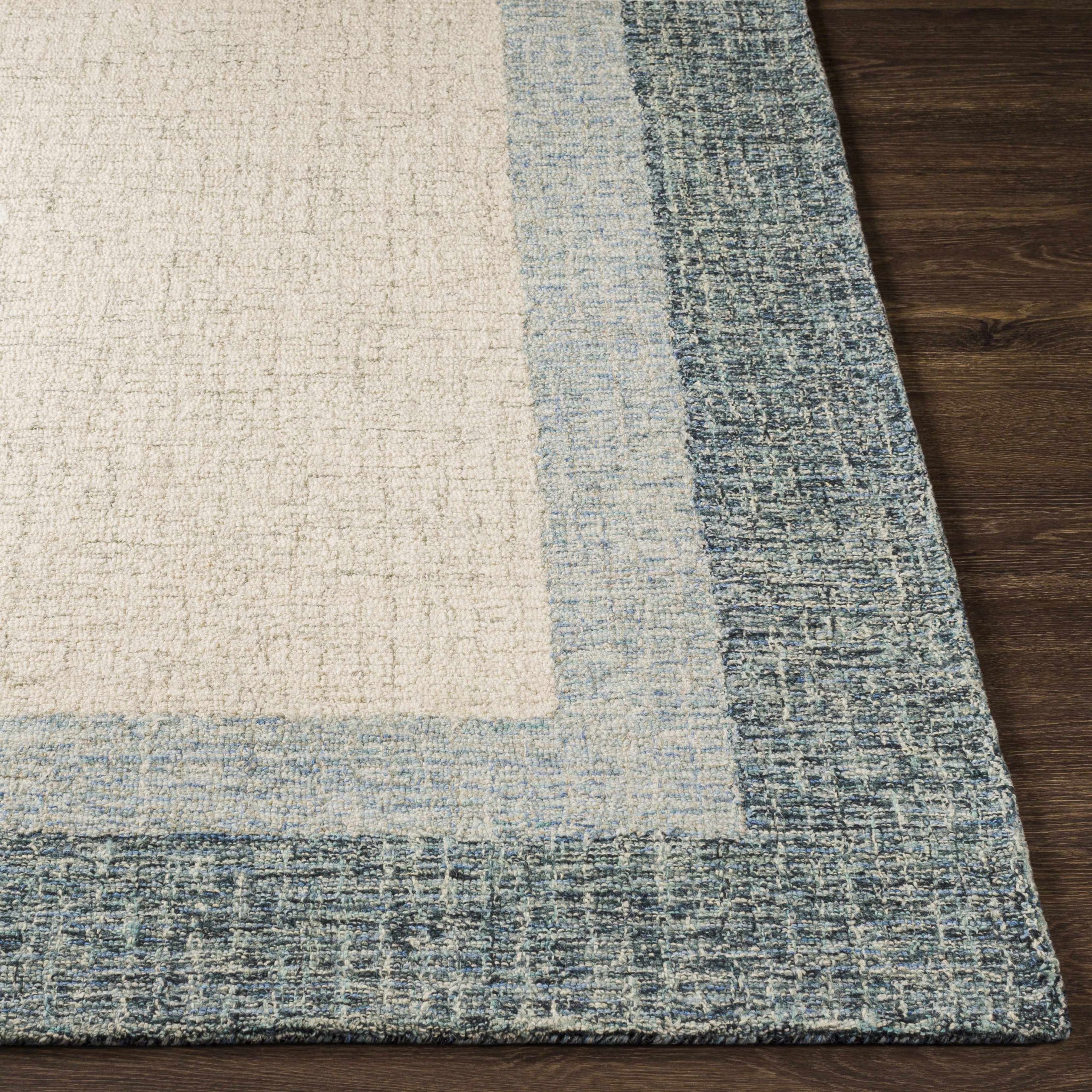Padada Green Bordered Cream Wool Rug - Image 13