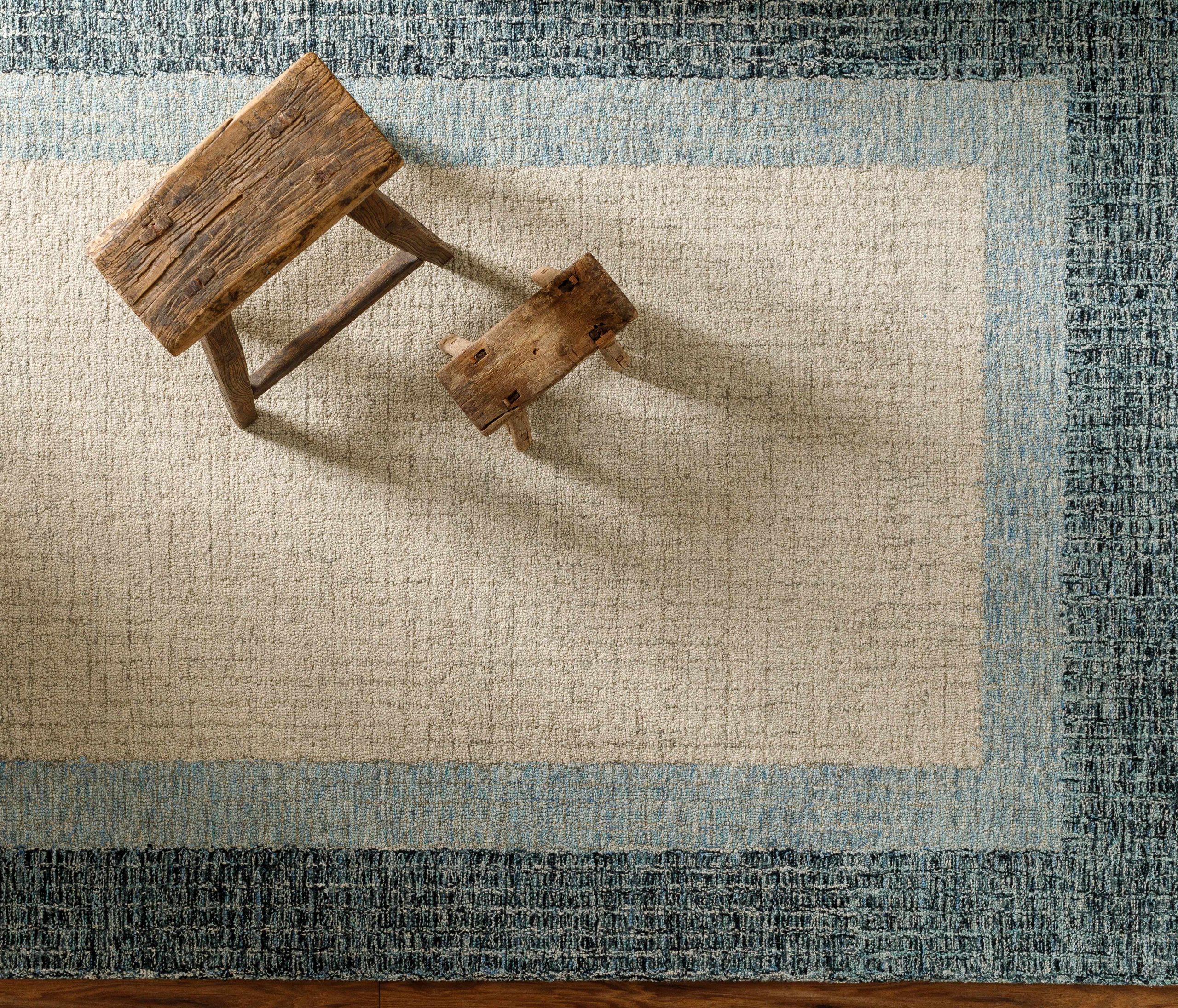 Padada Green Bordered Cream Wool Rug - Image 14