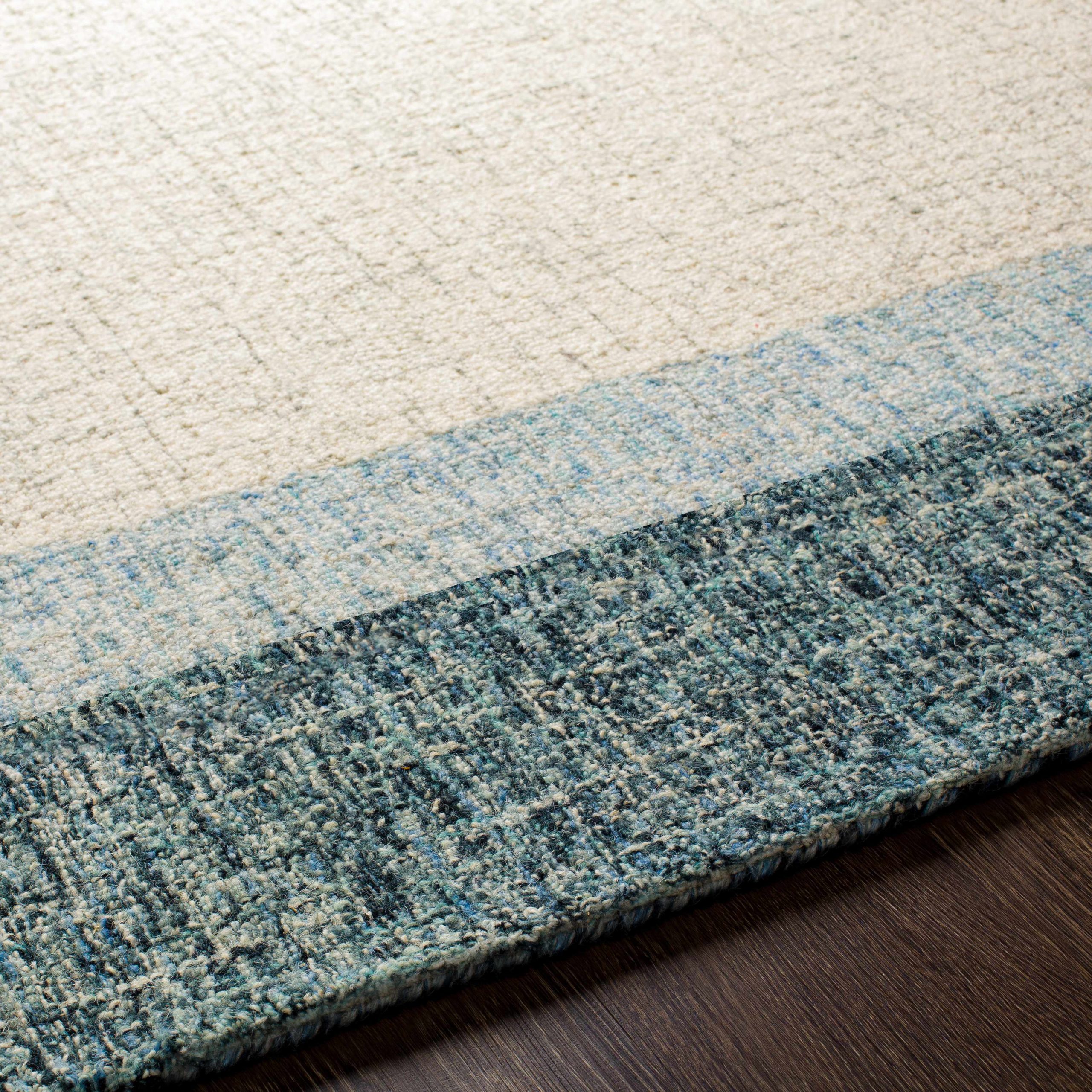 Padada Green Bordered Cream Wool Rug - Image 10