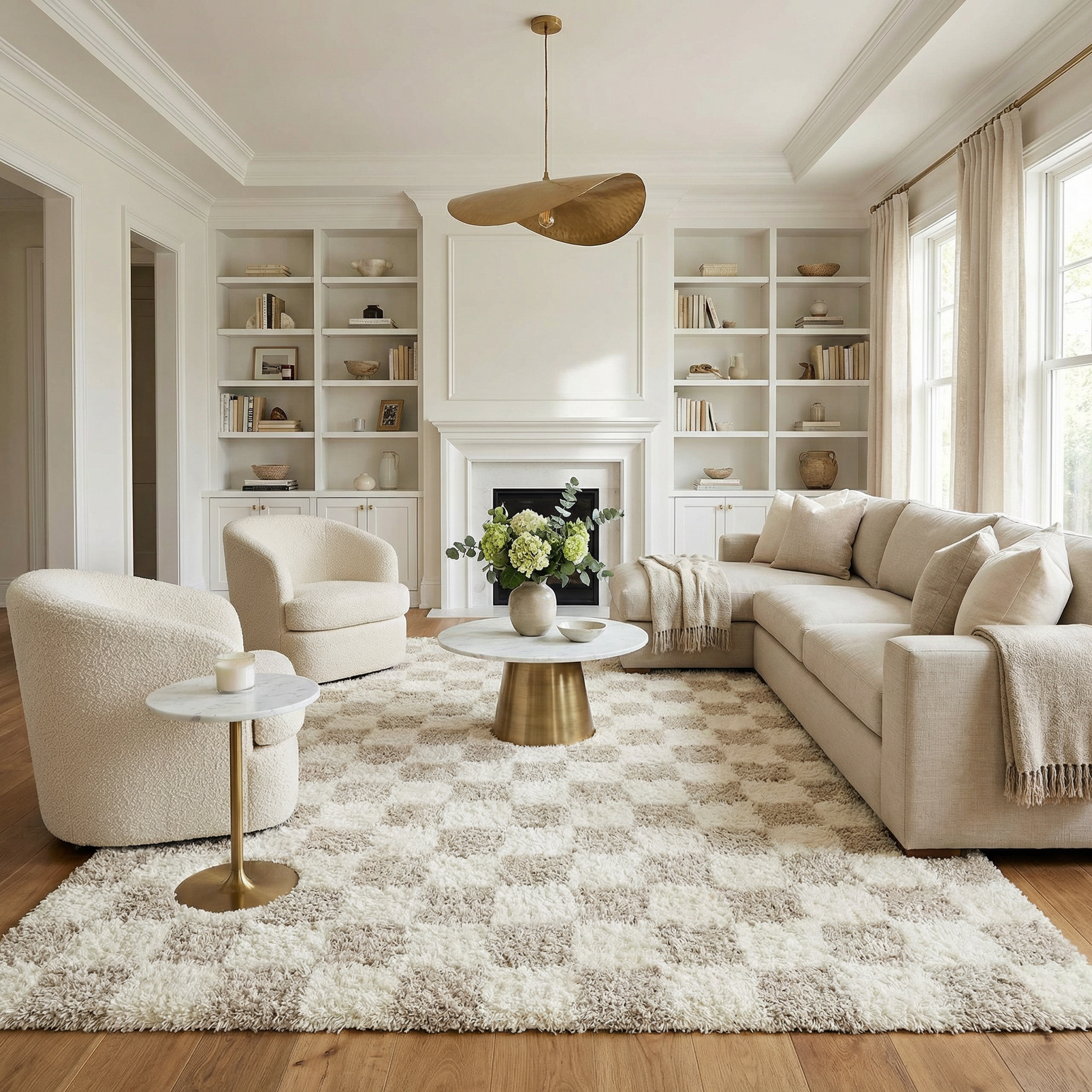 Atira Light Brown Checkered Area Rug - Image 2