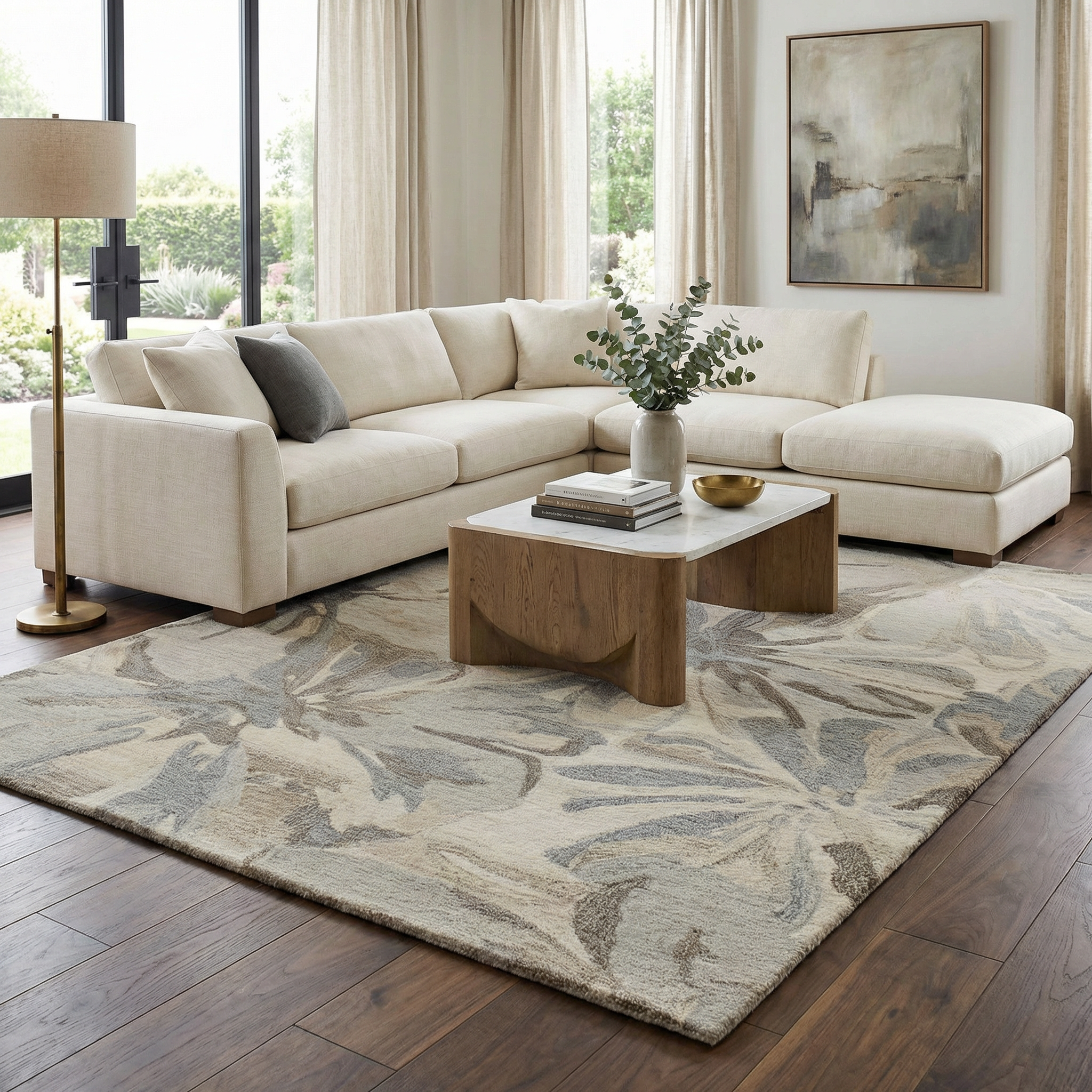 Ilfeld Athena Beige Floral Wool Rug - Image 2