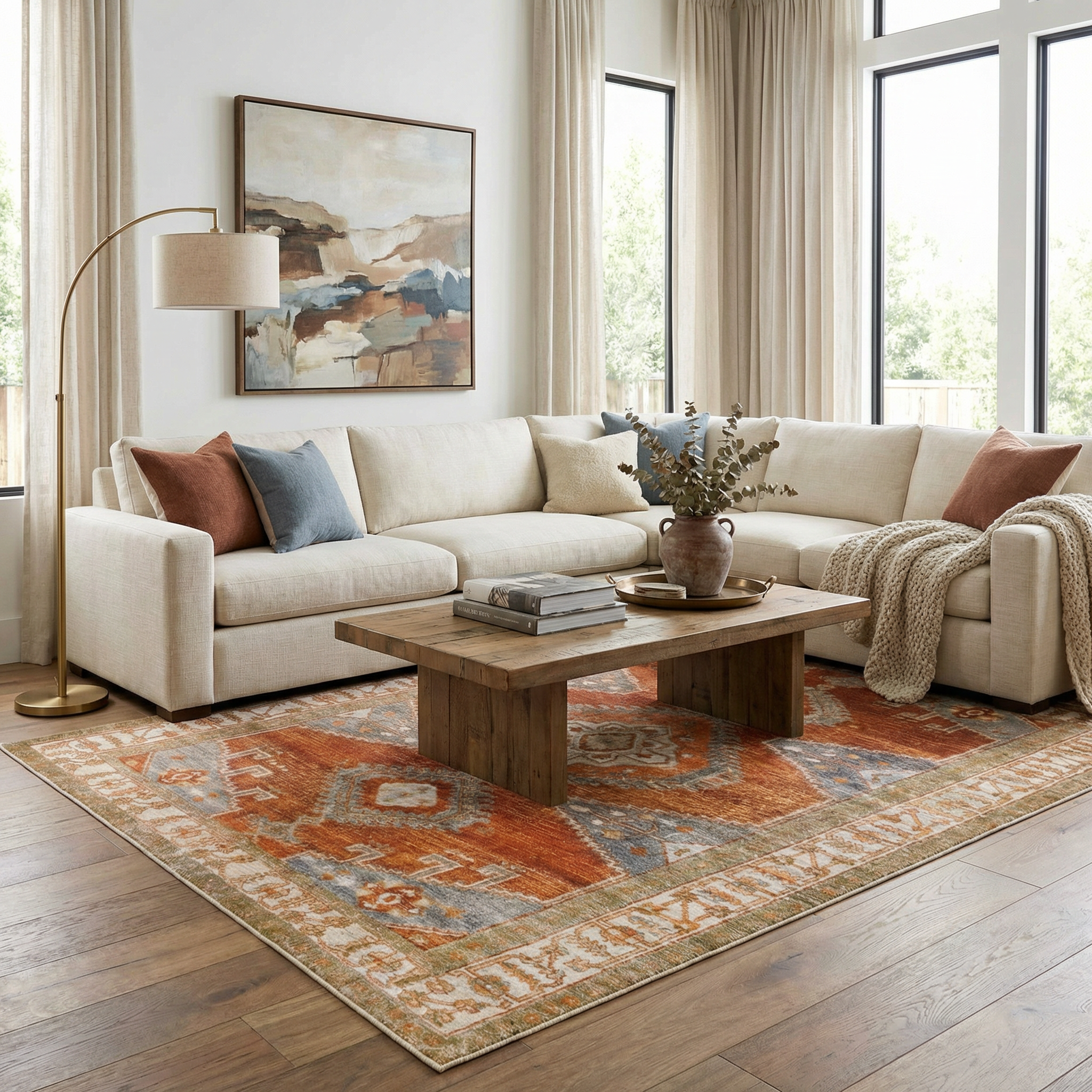 Kullar Orange Washable Area Rug - Image 2