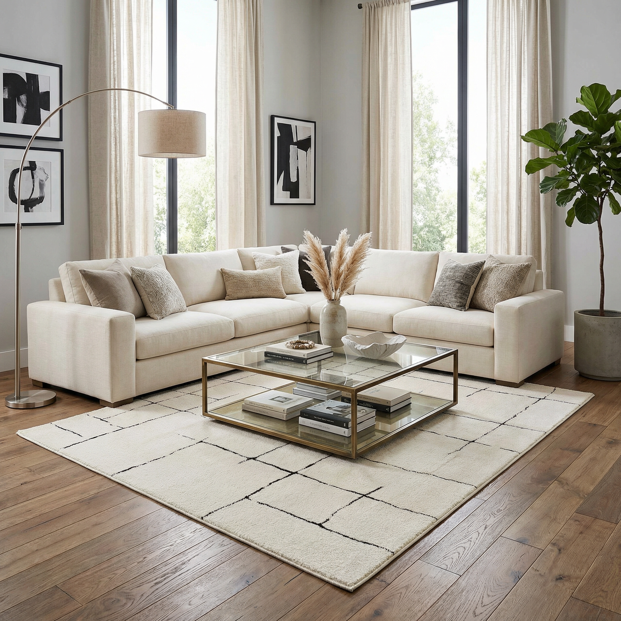 Koume Beige Maze Area Rug - Image 2