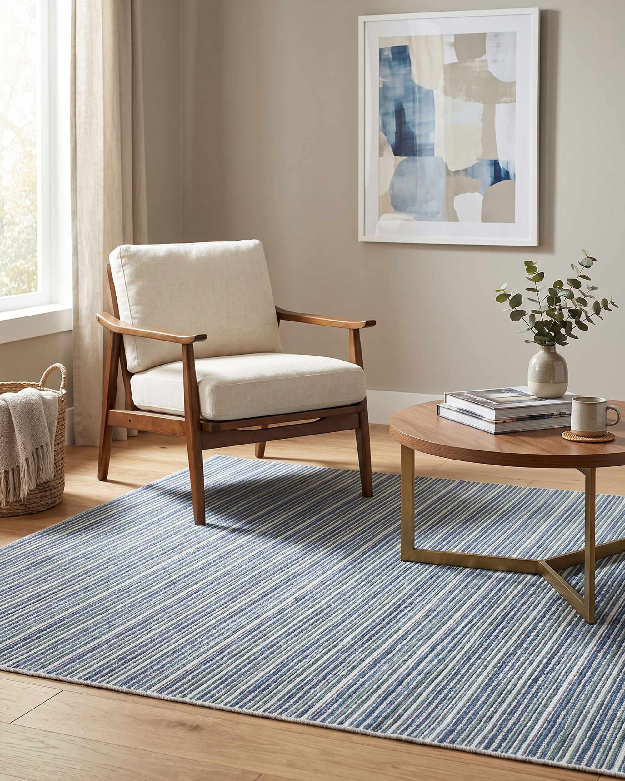 Jachai Blue Straped Washable Area Rug - Image 4