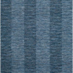 Fayola Blue Striped Washable Area Rug