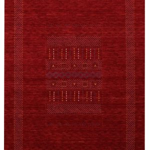 Red Center Pattern Hand Loomed Wool Area Rug