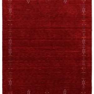 Red Tribal Border Design Hand Loomed Wool Area Rug