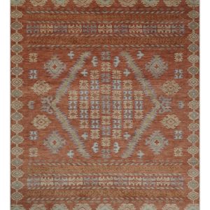 Rust. Beige and Blue Hand knotted Traditional Multi Size Oriental wool Area Rug