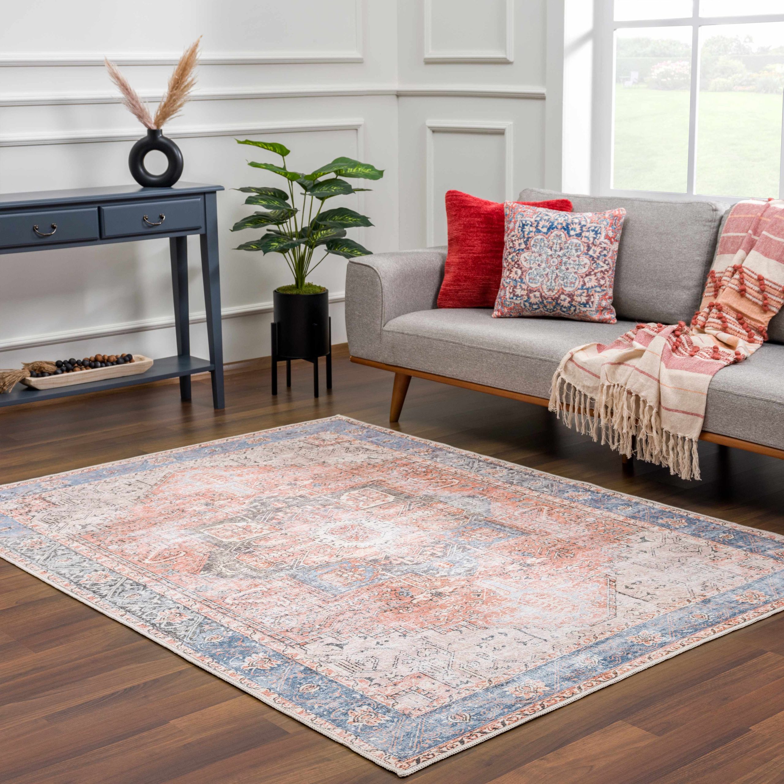 Rosman Distressed Washable Area Rug - Image 7