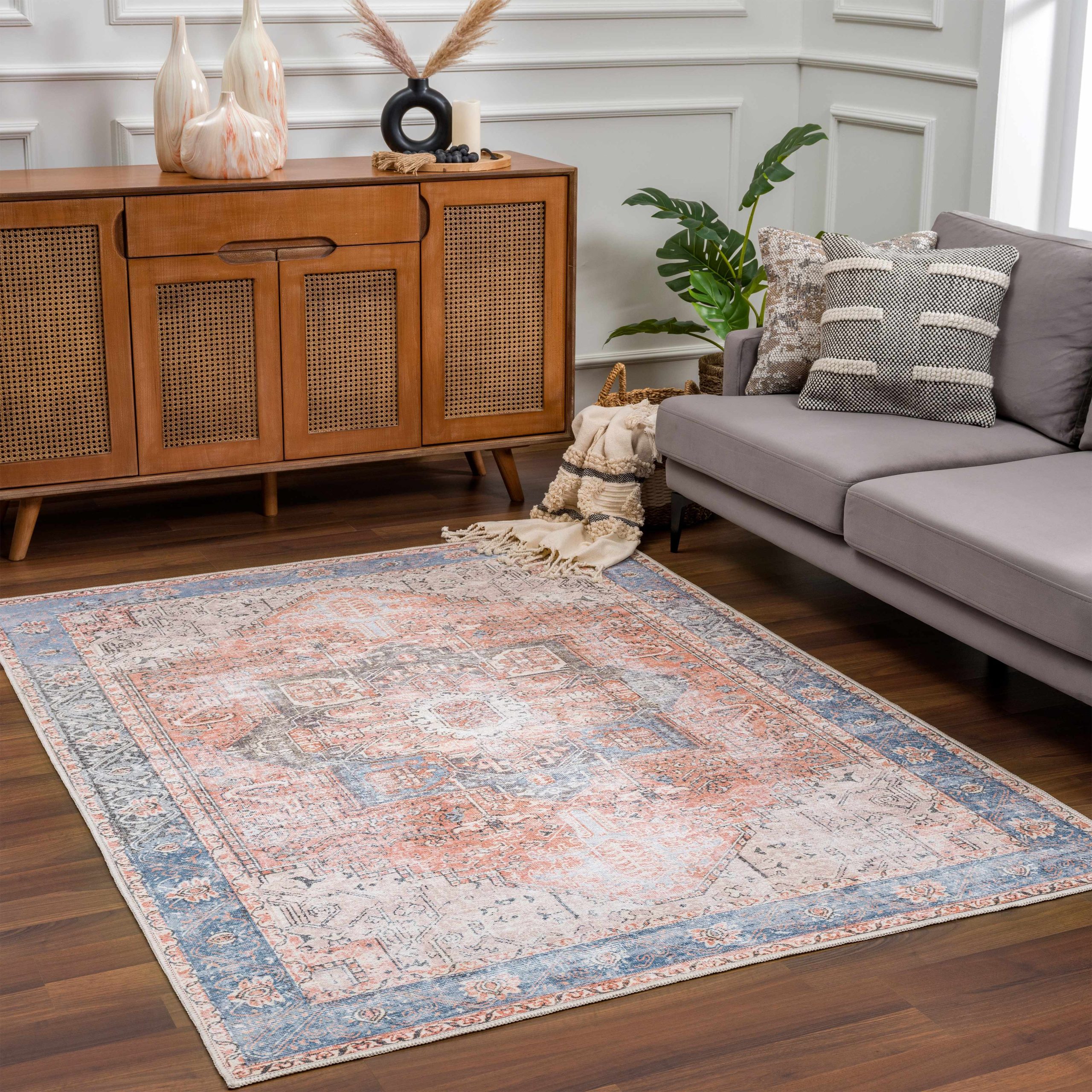Rosman Distressed Washable Area Rug - Image 18