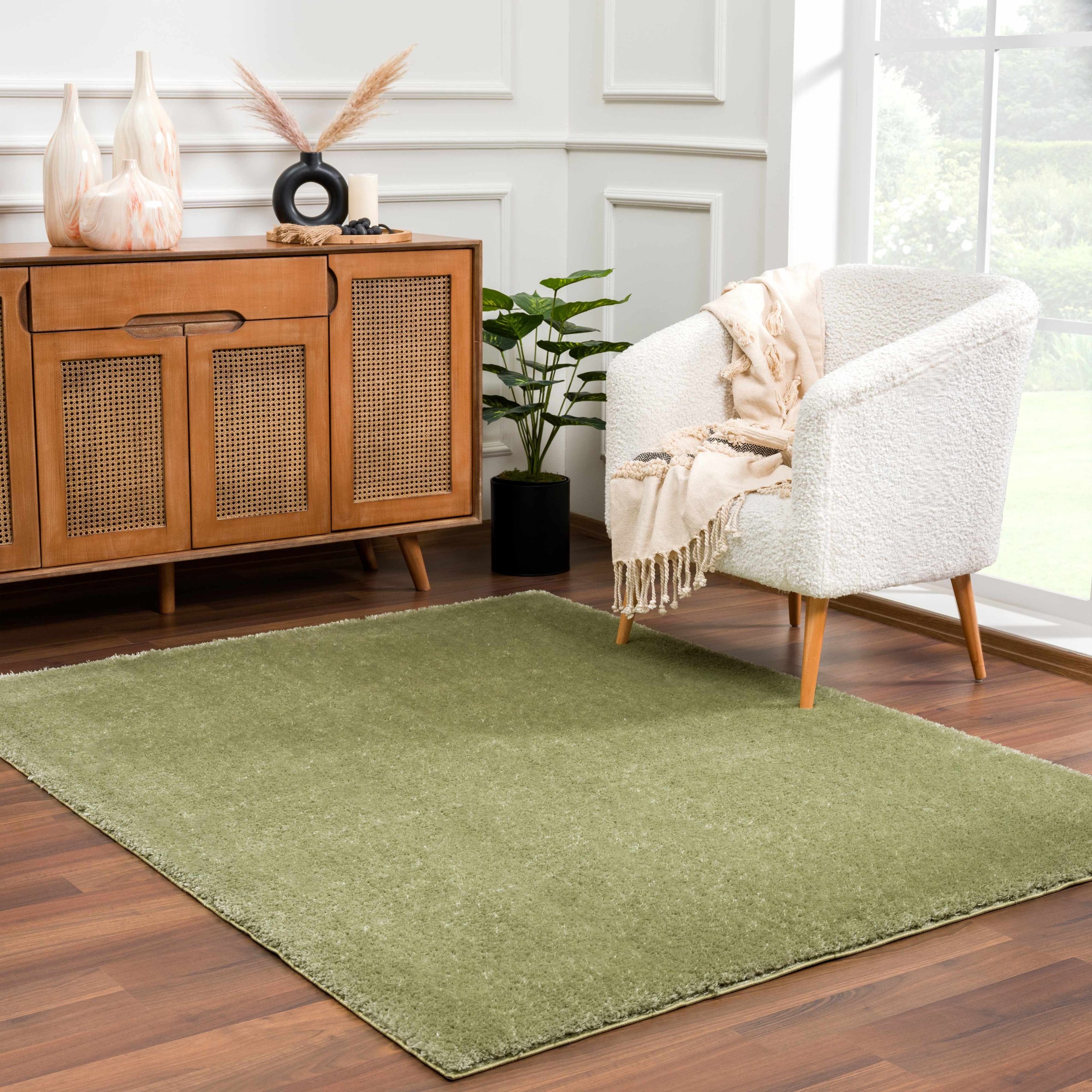 Heavenly Solid Green Plush Rug - Clearance - Image 2