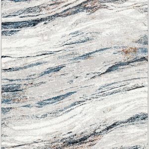 Glain Gray & Blue Marble Area Rug