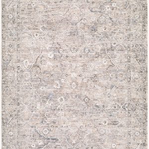 Fadii Light Gray Persian Machine Woven Polyester Area Rug