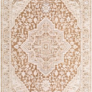 Pexi Gray Medallion Machine Woven Polyester Area Rug