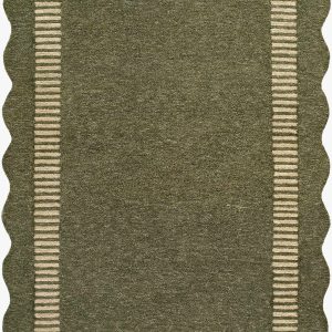 Wone Green Border Hand Tufted Wool Area Rug
