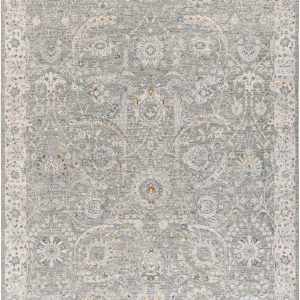 Gauge Gray Blue Textured Rug with Fringes