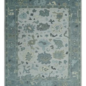 Silver and Gray Hand knotted Traditional Oushak Multi Size wool Area Rug