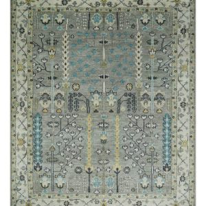 Tree of life Silver and Ivory Hand Knotted Traditional Multi Size Wool Area Rug