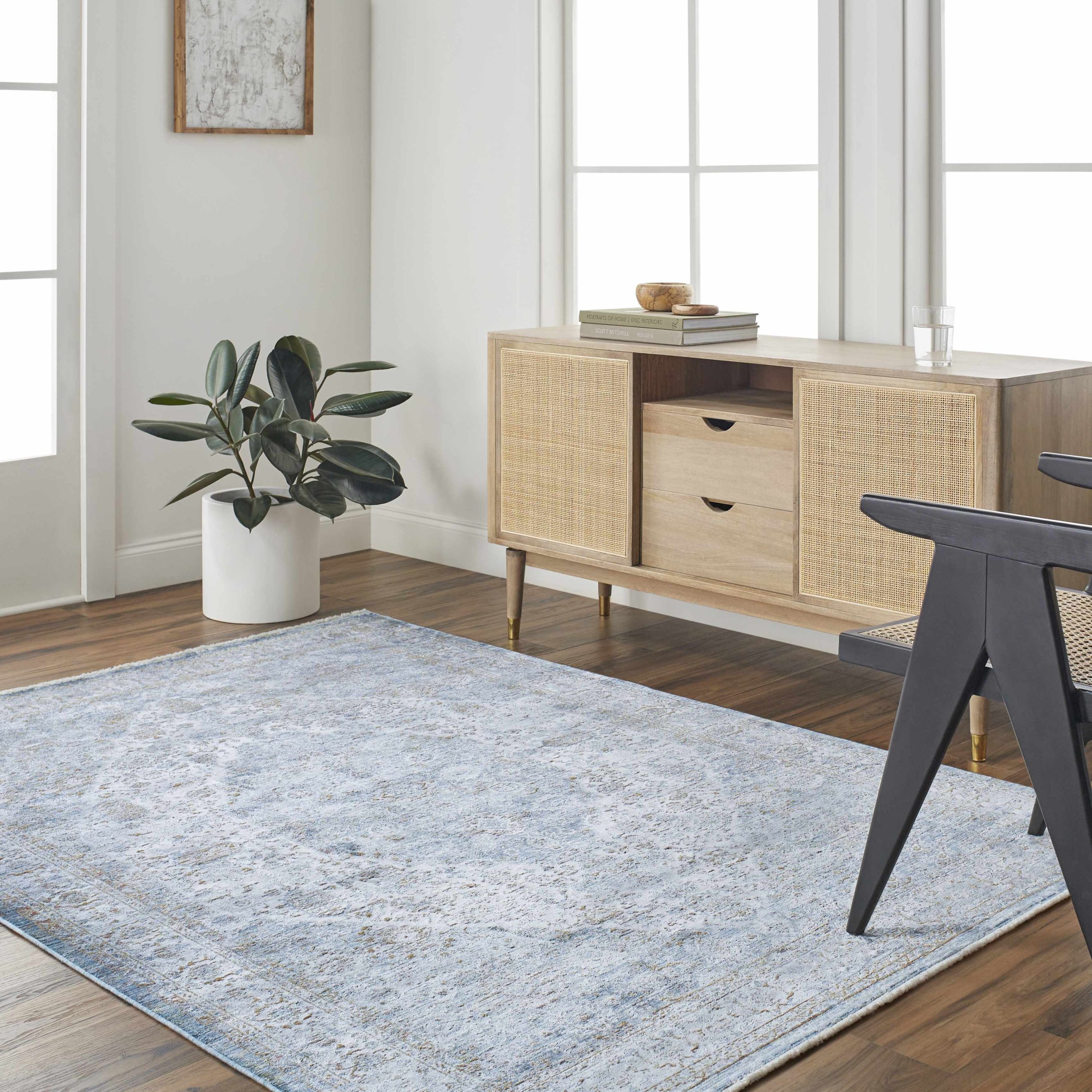 Honon Blue Medallion Area Rug - Image 2