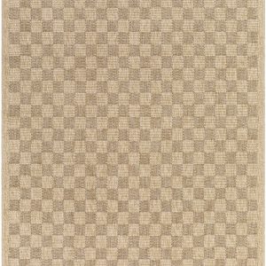 Jurek Beige Checkered Outdoor Area Rug