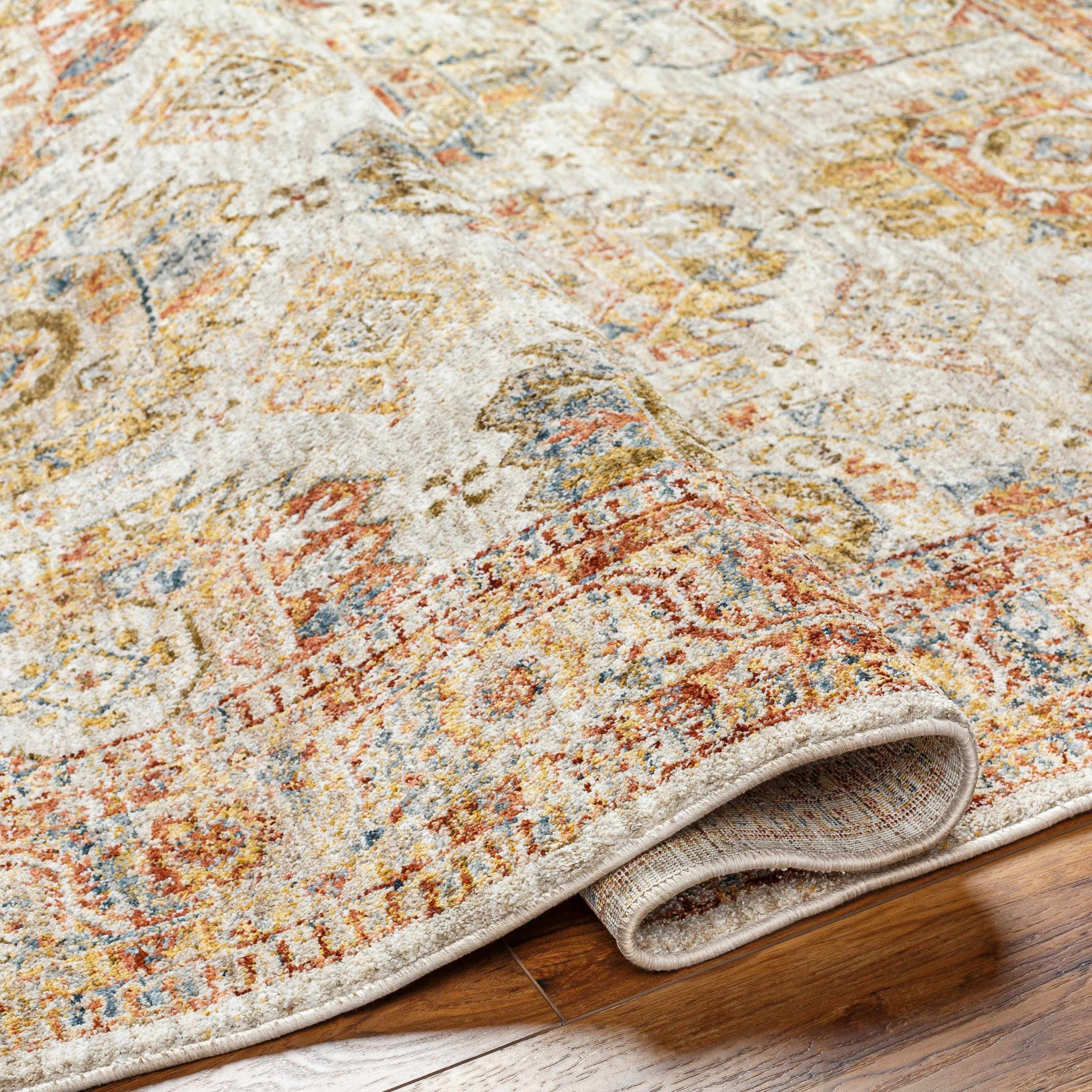 Crescentia Cream Textured Rug with Fringes - Image 7