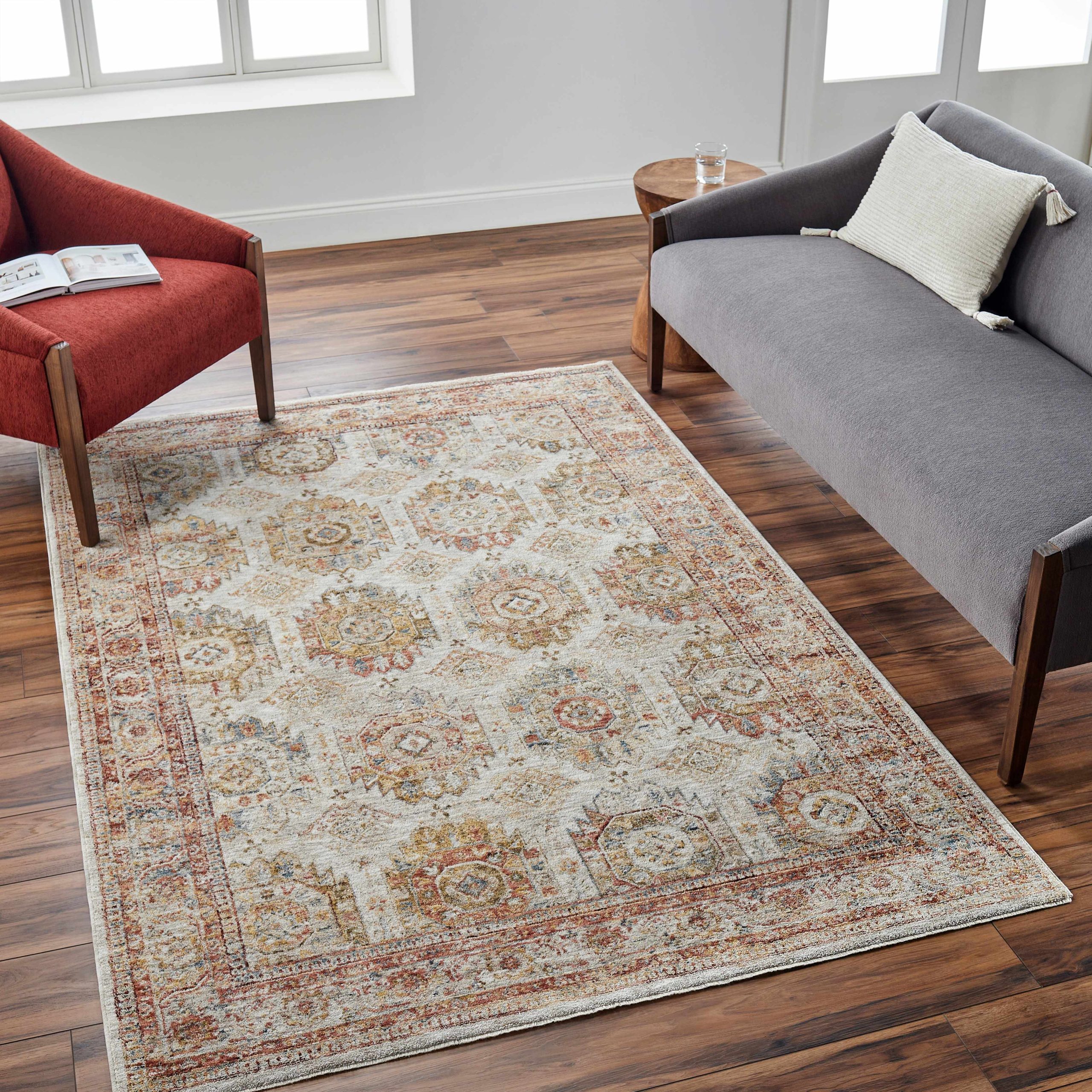 Crescentia Cream Textured Rug with Fringes - Image 2