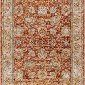 Duong Rust Textured Rug with Fringes
