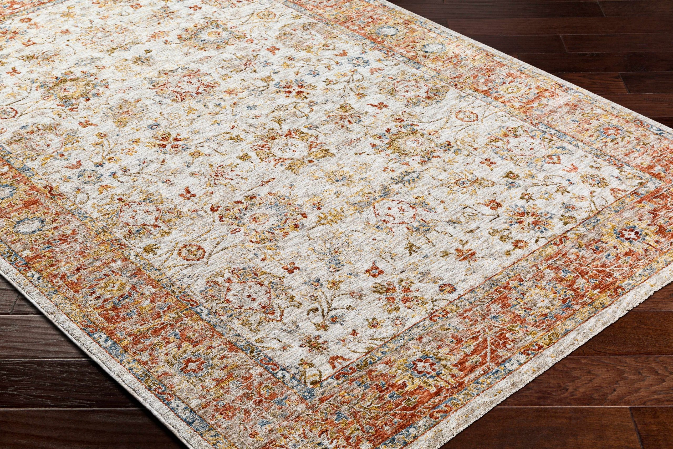 Duong Beige & Rust Textured Rug with Fringes - Image 5