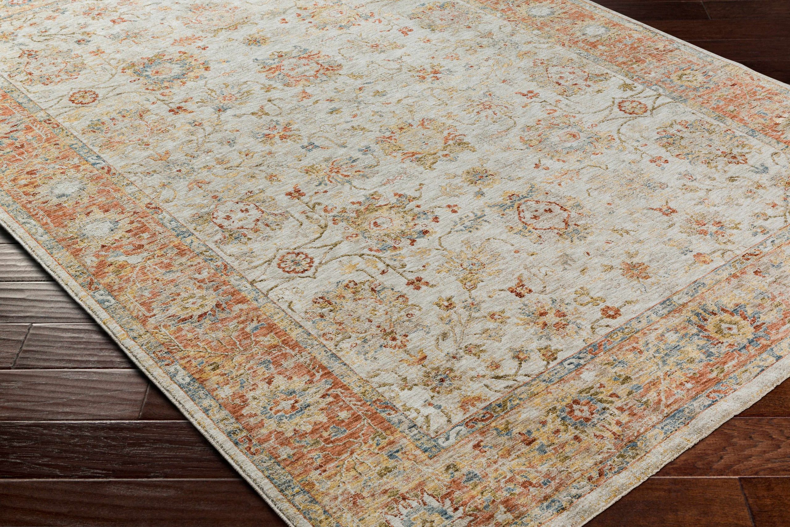 Duong Beige & Rust Textured Rug with Fringes - Image 3