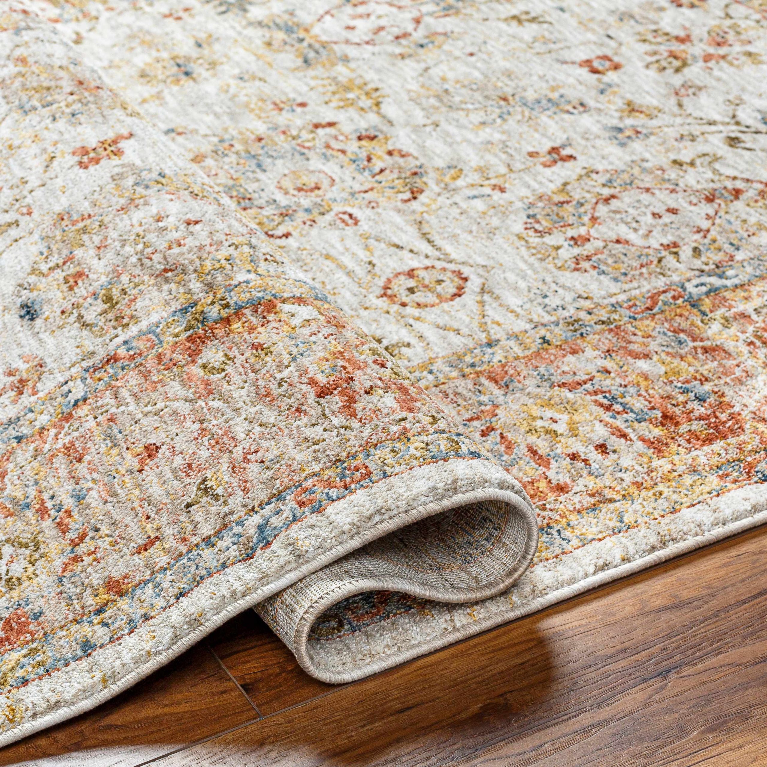 Duong Beige & Rust Textured Rug with Fringes - Image 6