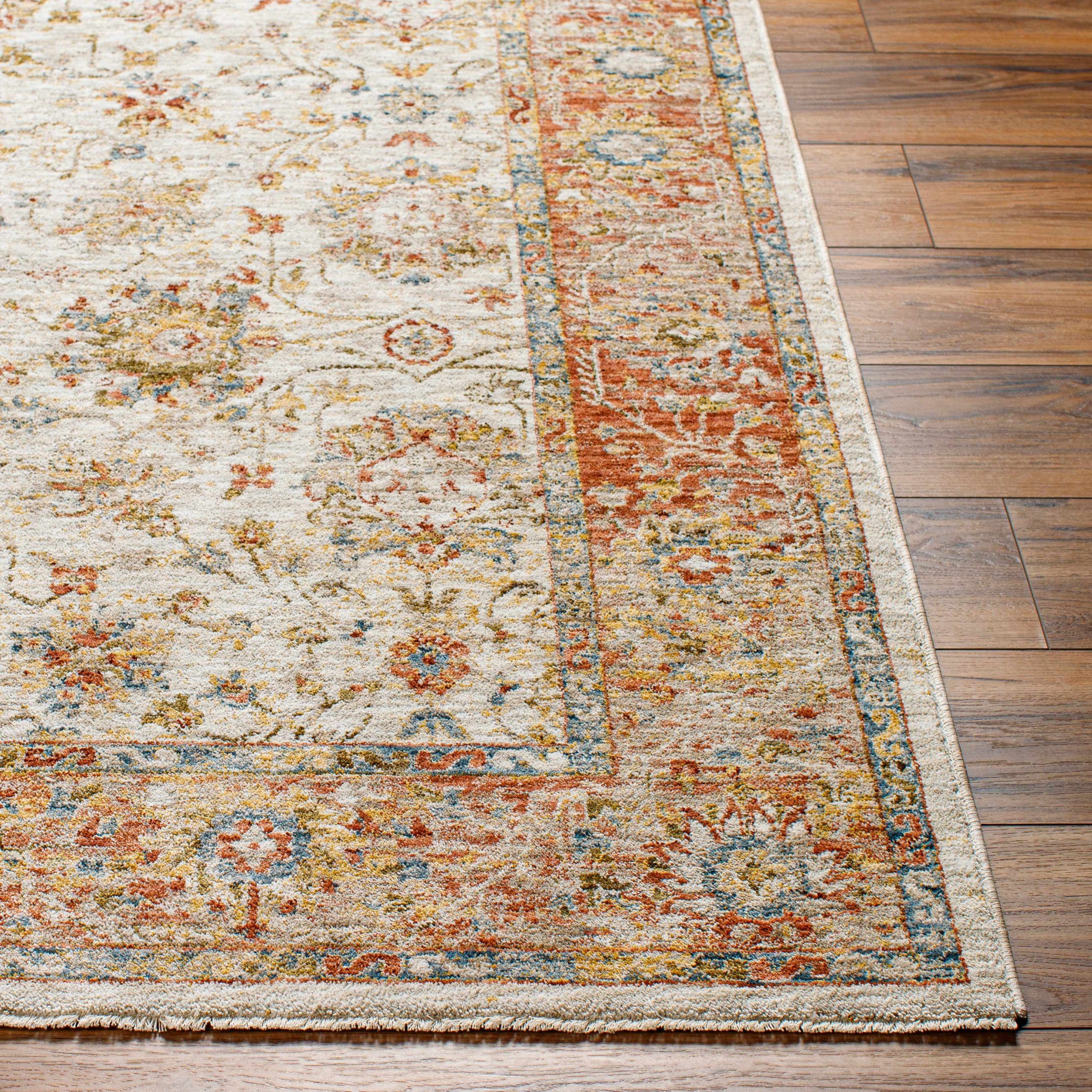 Duong Beige & Rust Textured Rug with Fringes - Image 4
