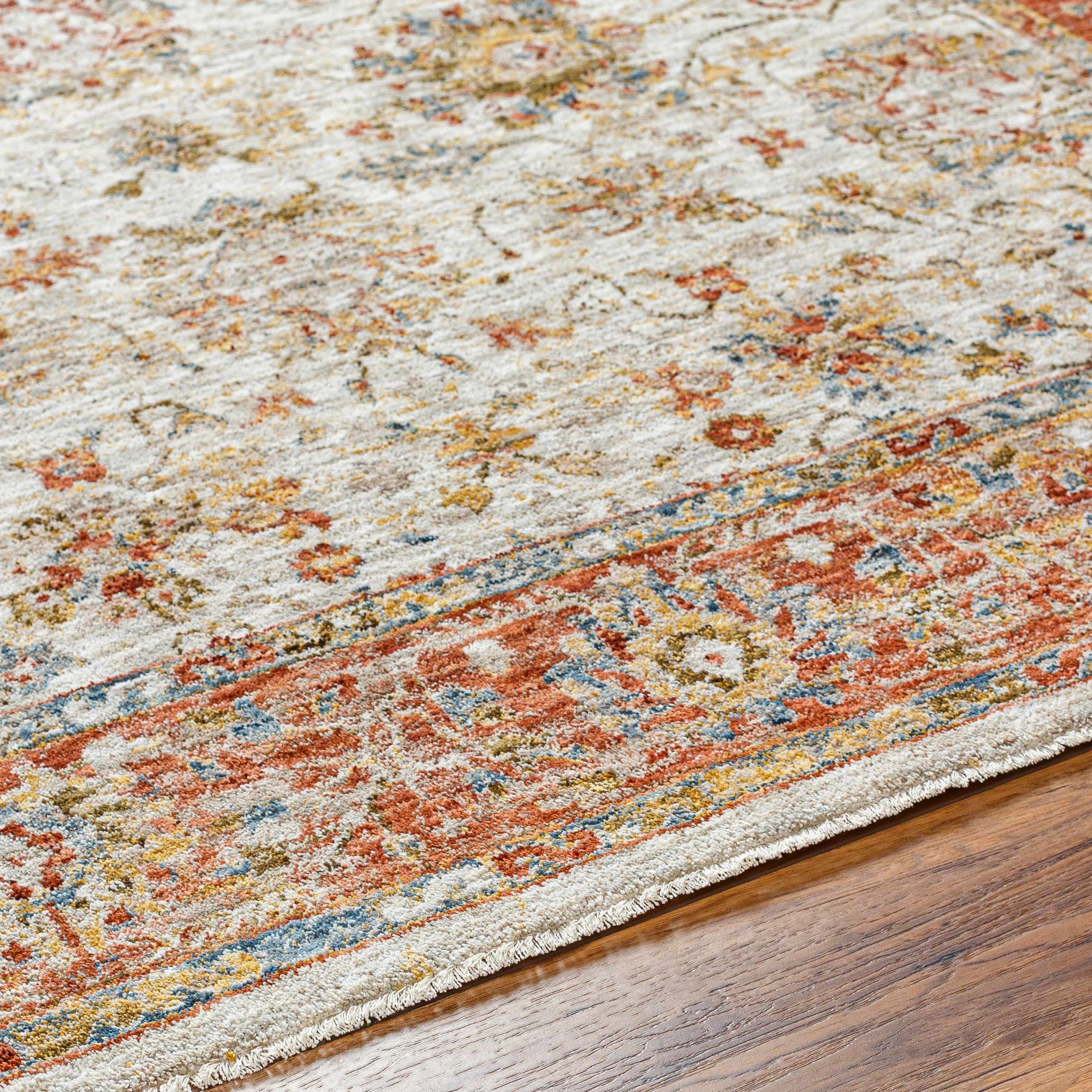 Duong Beige & Rust Textured Rug with Fringes - Image 7