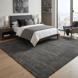 Solid Charcoal Woolen Hand Tufted contemporary area Rug