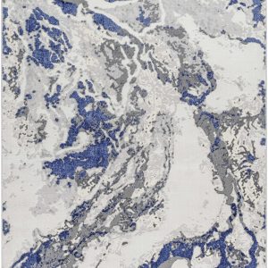 Kaleo Gray & Blue Marble Area Rug - Clearance