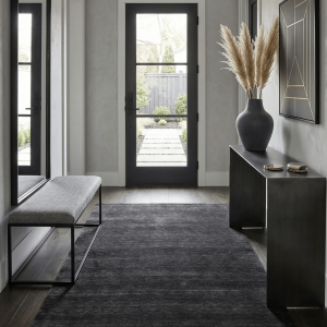Terrain Hand Loomed Modern Charcoal Solid Design Wool Area Rug