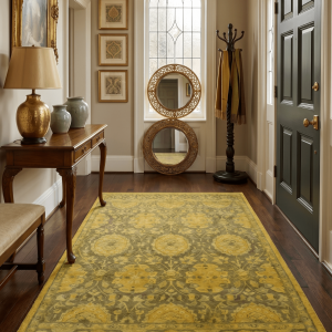 Traditional Floral Design Gold Hand Tufted Overdyed Wool Area Rug