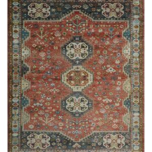 Traditional floral Rust. Charcoal and Beige Mamluk design Custom Made wool Area Rug