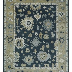 Traditional Hand Knotted Green. Beige. Silver and Ivory Multi Size Oushak Wool Area Rug