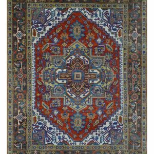 Traditional Rust. Ivory. Beige and Charcoal Multi size Hand knotted Wool Area Rug