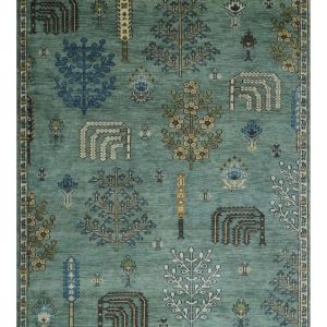 Tree of Life Green Traditional Hand Knotted Turkish Design Multi Size Wool Area Rug