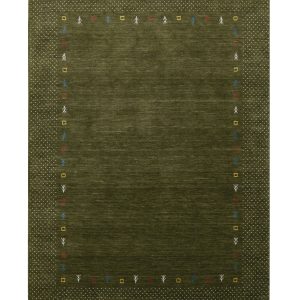 Tribal Border Design Hand Loomed Wool Area Rug