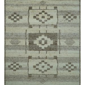 Tribal Custom Made Contemporary Beige Hand knotted Wool Area Rug