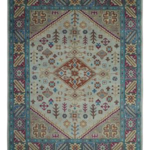 Vibrant Colorful Silver. Beige. Blue and Brown Traditional Heriz Multi Size wool Area Rug
